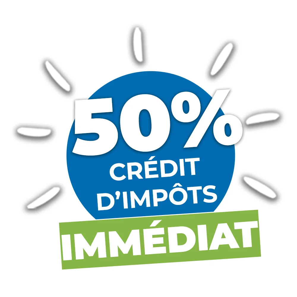 50% de crédit d'impôts immédiat selon art. 199 sexdecies du CGI